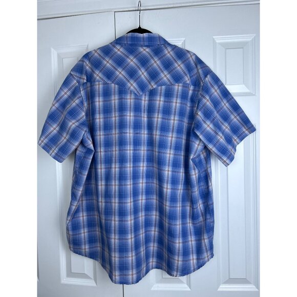 Wrangler Men's Blue & Red Plaid Short Sleeve Western Button-Down Shirt 2XL - Picture 6 of 9